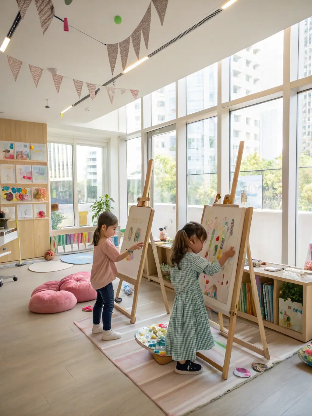 A photo of children working on art projects during an art therapy session at Karter Little Wins, expressing their creativity.